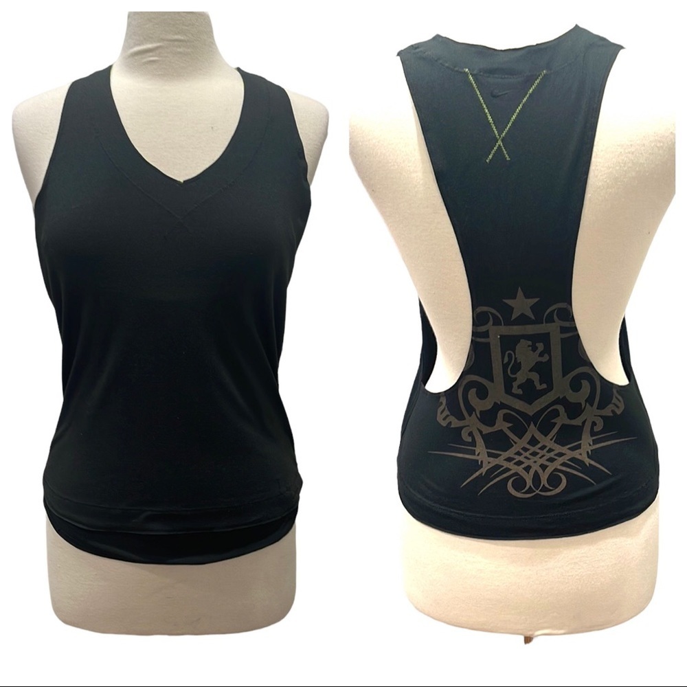 Nike Graphic Open Side Racerback Tank SZ S Black